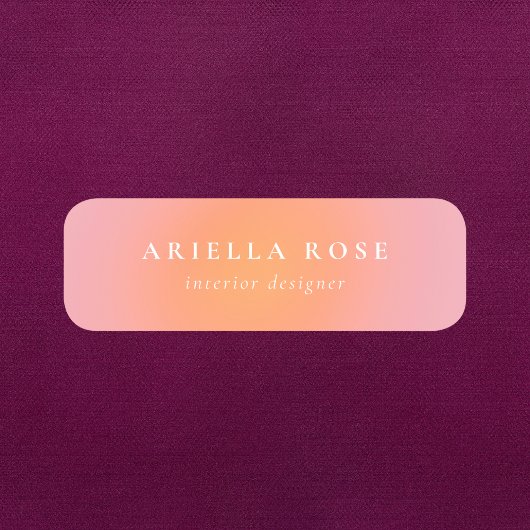 Elegant Ombre Blush Pink Minimalistisch Beruflich Namensschild