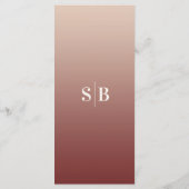 Elegant Ombre Champagne & Cinnamon Red Wedding Menükarte (Rückseite)
