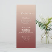 Elegant Ombre Champagne & Cinnamon Red Wedding Menükarte (Stehend Vorderseite)
