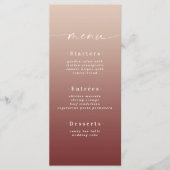Elegant Ombre Champagne & Cinnamon Red Wedding Menükarte (Vorderseite)