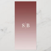 Elegant Ombre Cinnamon Red & Powder Pink Wedding Menükarte (Rückseite)