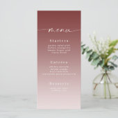 Elegant Ombre Cinnamon Red & Powder Pink Wedding Menükarte (Stehend Vorderseite)