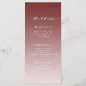 Elegant Ombre Cinnamon Red & Powder Pink Wedding Menükarte (Vorderseite)