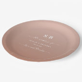 Elegant Ombre Clay & Pink Mit Monogramm Wedding Pappteller (Schrägansicht)