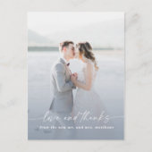 Elegant Ombre Dusty Blue Wedding Foto Overlay Postkarte (Vorderseite)