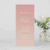 Elegant Ombre Dusty Rose Pink & Champagne Wedding Menükarte (Stehend Vorderseite)