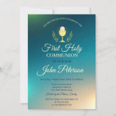 Elegant Ombre Erste Heilige Kommunion Einladung (Vorderseite)