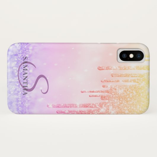 Elegant Ombre Glitzer Tropfen Case-Mate iPhone Hülle (Rückseite (Horizontal))
