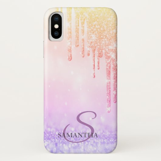 Elegant Ombre Glitzer Tropfen Case-Mate iPhone Hülle (Rückseite)