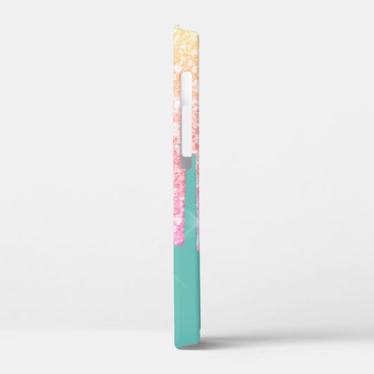 Elegant Ombre Glitzer Tropfens Mint Green Case-Mate iPhone Hülle (Rückseite / Links)