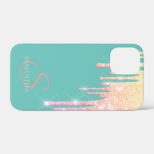Elegant Ombre Glitzer Tropfens Mint Green Case-Mate iPhone Hülle (Rückseite (Horizontal))