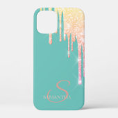 Elegant Ombre Glitzer Tropfens Mint Green Case-Mate iPhone Hülle (Rückseite)