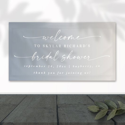 Elegant Ombre Ivory & Blue Brautparty Willkommen Banner