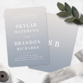 Elegant Ombre Ivory & Blue Semi feierliche Hochzei Einladung