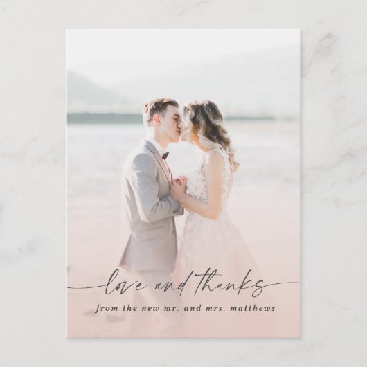 Elegant Ombre Light Pink Wedding Foto Overlay Postkarte (Vorderseite)