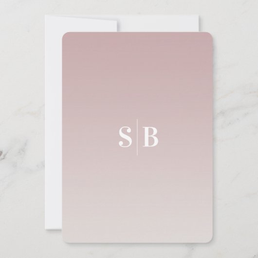 Elegant Ombre Mauve & Ivory Semi feierliche Hochze Einladung (Rückseite)