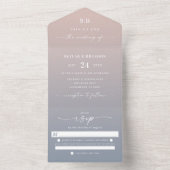 Elegant Ombre Monogram Pink & Dusty Blue Wedding All In One Einladung (Innen Boden)
