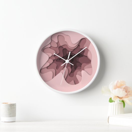 Elegant Ombre Pink Layers Square Wall Clock Uhr (Zuhause)