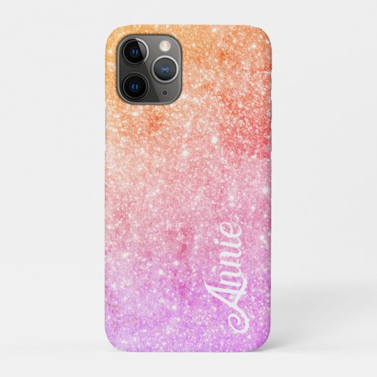 Elegant Ombre Pink Lila Imitate Glitzer Name Case-Mate iPhone Hülle (Rückseite)