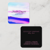 Elegant Ombre Pink und Lila Abstrakte Typografie Quadratische Visitenkarte (Vorne/Hinten)