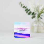 Elegant Ombre Pink und Lila Abstrakte Typografie Quadratische Visitenkarte (Stehend Vorderseite)