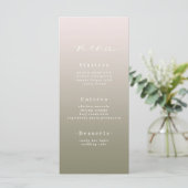Elegant Ombre Powder Pink & Lily Green Wedding Menükarte (Stehend Vorderseite)