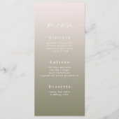 Elegant Ombre Powder Pink & Lily Green Wedding Menükarte (Vorderseite)