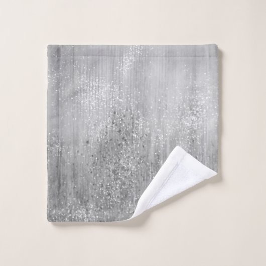 Elegant Ombre Silver Glittery Badhandtuch Set (Waschlappen)