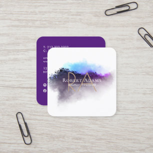 Elegant Ombre Wassercolor Abstrakt Mit Monogramm Quadratische Visitenkarte