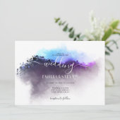 Elegant Ombre Wasserfarbenwelt Hochzeit Einladung (Stehend Vorderseite)
