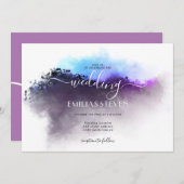 Elegant Ombre Wasserfarbenwelt Hochzeit Einladung (Vorne/Hinten)