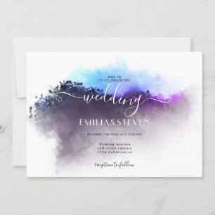Elegant Ombre Wasserfarbenwelt Hochzeit Einladung