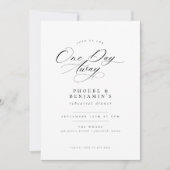 Elegant One Day Away Rehearsal Dinner Invitation Einladung (Vorderseite)