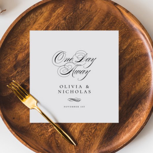 Elegant One Day Away Wedding Rehearsal Dinner Serviette