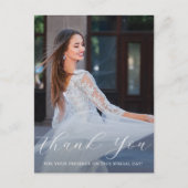 Elegant One Foto Quinceanera Blue Floral Script Postkarte (Vorderseite)