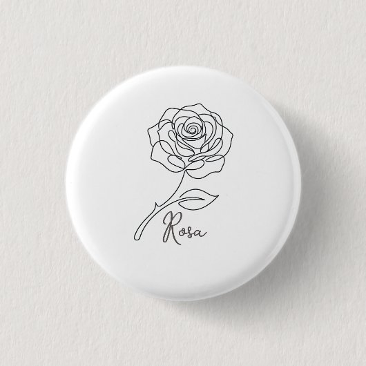 Elegant One Line Rose Button (Vorderseite)