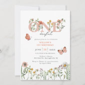 Elegant Onederful Wildblume 1. Geburtstag Einladung (Vorderseite)