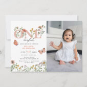 Elegant Onederful Wildblume 1. Geburtstag Einladung (Vorderseite)