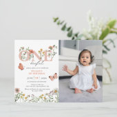 Elegant Onederful Wildblume 1. Geburtstag Einladung (Stehend Vorderseite)