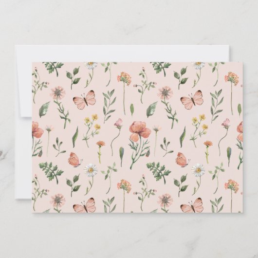 Elegant Onederful Wildblume 1. Geburtstag Einladung (Rückseite)