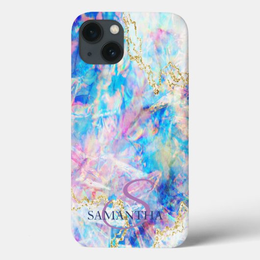 Elegant Opal Holographic Monogram Case-Mate iPhone Hülle (Rückseite)