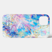 Elegant Opal Holographic Monogram Case-Mate iPhone Hülle (Rückseite (Horizontal))