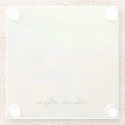 Elegant Opal Stone Texture Modern Script Custom Glasuntersetzer (Rückseite)
