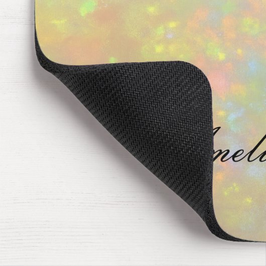 Elegant Opal Stone Texture Modern Script Custom Mousepad (Ecke)