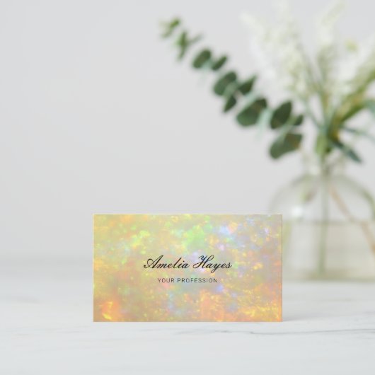 Elegant Opal Stone Texture Modern Script Visitenkarte (Stehend Vorderseite)