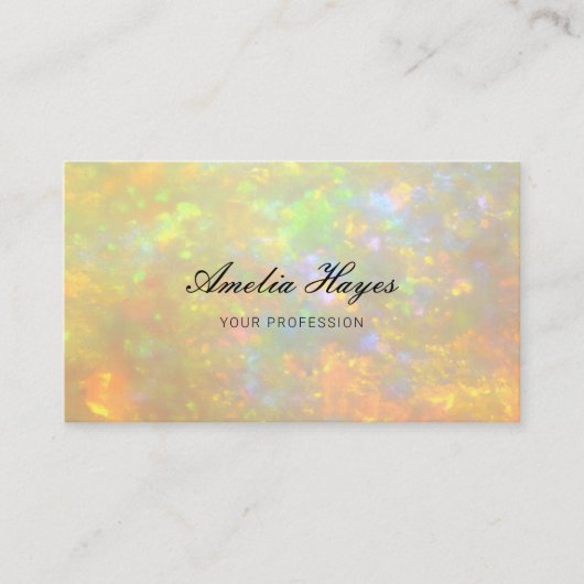 Elegant Opal Stone Texture Modern Script Visitenkarte (Vorderseite)