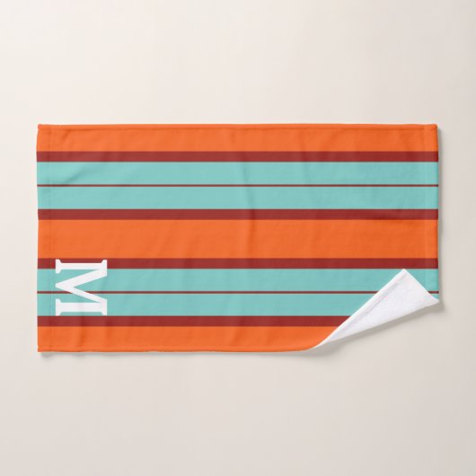 Elegant orang &red blue monogram badhandtuch set (Handtuch)