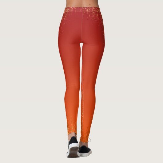 Elegant Orang Yellow Glitter Pattern Leggings (Rückseite)