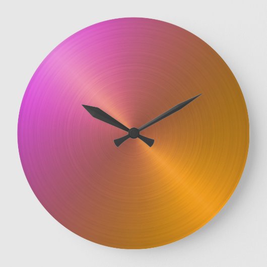 Elegant Orange bis rosa Ombre Gradient Große Wanduhr (Vorderseite)