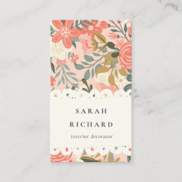 Elegant Orange Blush Pink Green Ambrosia Floral Visitenkarte